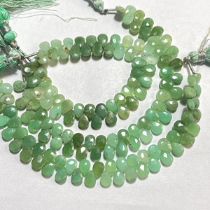 Perles de briolette en forme de poire à facettes de chrysoprase, perles en gros en forme d'amande calibrées pour la fabrication de bijoux - Product Image 5