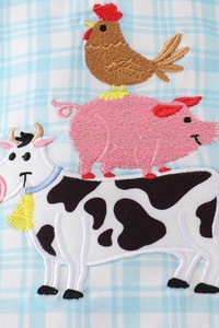 Blue Farm mignon coton enfant en bas âge tenue pour filles été Bloomer ensemble avec volants Plaid Applique bébé fille vêtements - Product Image 2