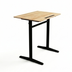 Modern Height <b>Adjustable</b> School Desk Wood Top Black Metal Frame Minimalist Design Study Furniture for Students ARSU 2-Year - Product Image 1