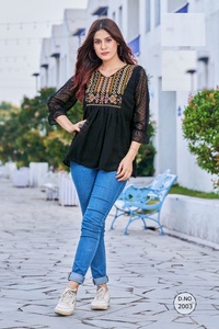 ชุดเดรสผ้าจอร์เจียแขนยาวสำหรับผู้หญิงใส่ไปสำนักงานและสวมใส่สบายๆจากผู้ผลิตอินเดีย - Product Image 4