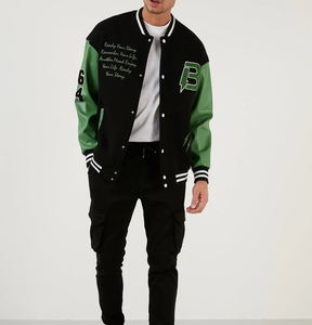 Nouveaux patchs en chenille à manches en cuir à la mode veste universitaire au design de qualité supérieure vestes de baseball personnalisées pour hommes vente en gros - Product Image 2