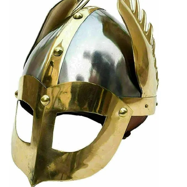 Casque d'aile médiévale avec masque pour les yeux | Norman Nasal King Casques Viking Armure Casque ailé Empereur Ailes Armure Métal