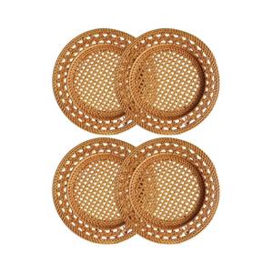 13 inch Natural Handmade <b>Wicker</b> Rattan Dinner Plate Wedding <b>Placemats</b> - Product Image 4