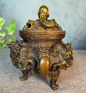 เตาเผากำยานทองเหลืองโบราณ สำหรับใช้ทางศาสนา บ้านและสำนักงาน กลิ่นหอมบำบัด ทนทานและเป็นธรรมชาติ - Product Image 5