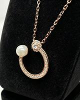 Collier élégant pour femmes en argent 925 plaqué or 18 carats avec zircon CZ et perle blanche, bijoux de mode pour femmes
