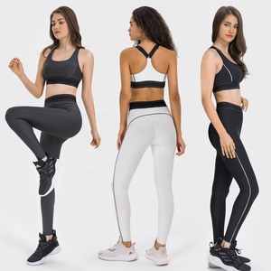 Vente en gros de soutiens-gorge de sport couleur épissure leggings de yoga respirants ensembles de fitness de gymnastique - Product Image 2