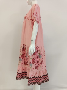 Nuevo modelo, talla Jumbo, Daster en capas, ropa de dormir de manga corta con patrón Floral de verano para mujer, camisones suaves de rayón cómodos - Product Image 4