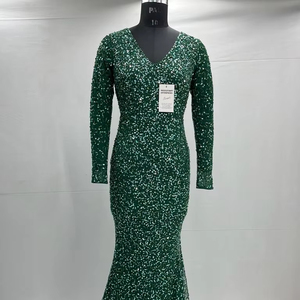 Robe de soirée pleine longueur pour dames élégantes Respirant Poly-Mesh Perlé Perles Broderie Droite Fêtes d'été Cocktail Événements - Product Image 1