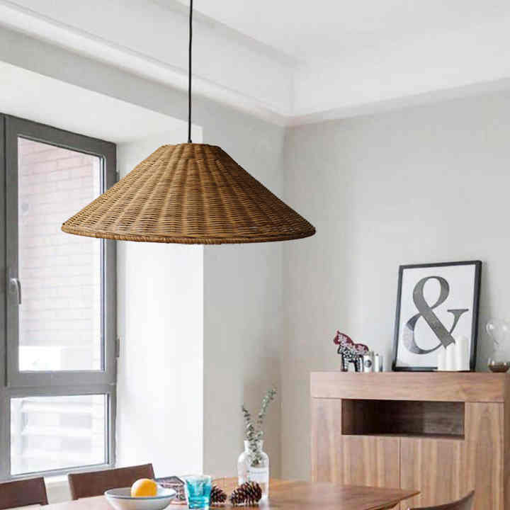 Vietnam Handmade Rattan Ceiling Light Natural Fiber Eco-Friendly Lighting for Cozy Modern Spaces