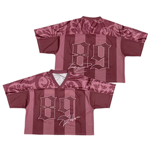 Personnalisé Street Wear maillot de football américain mode Sublimation impression rose femmes conception maille Boxy Fit chemises rivalités maillot - Product Image 6