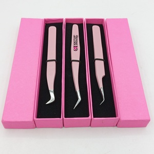 GETUP BROSONS IMPEX Pince à épiler professionnelle en acier inoxydable style dauphin pour extensions de cils, pointes lisses dentelées à 45 degrés, 10 mm - Product Image 1