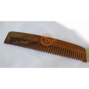 หวีไม้แกะแท้ธรรมชาติสำหรับการเจริญเติบโตของเส้นผมและการควบคุมรังแคสไตล์แฟชั่นที่มีการออกแบบฟันคู่แบบทั่วไป - Product Image 6