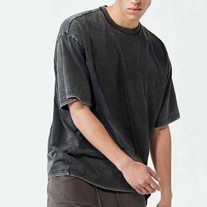 Top qualité en gros Streetwear Logo privé poids lourd T-shirt pour hommes coton blanc pierre lavé à l'acide Vintage T-shirt garçons - Product Image 1