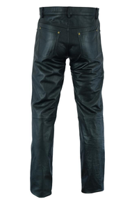 Pantalon décontracté en cuir PU pour homme WEAVEON de haute qualité, coupe droite, taille mi-haute, devant plat, avec détails en dentelle, pour la couleur pierre - Product Image 4