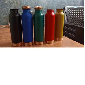 100% copper bottles in assorted colors ideal for resale by home decoration stores and holistic product suppliers