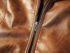 Chaqueta de cuero con cuello levantado para hombre, prendas de vestir ligeras de piel sintética para motocicleta - Product Image 2