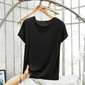 Camiseta informal de verano para mujer, nuevo algodón puro, tela tejida 100%, cuello redondo, diseño de manga corta - Product Image 3