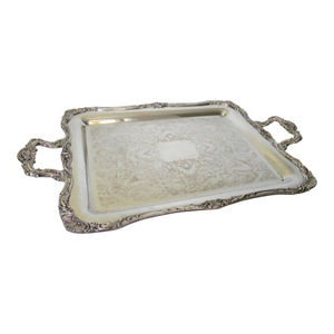 Handcrafted Pewter Serving Tray With Handles Large Rectangle Metal Platter Elegant Home Decor Classic Antique Style Serving Tray - Product Image 2