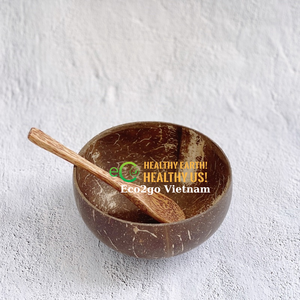 Handmade Natural Coconut <b>Bowl</b> Dinnerware <b>Set</b> with Wooden Spoon Perfect for <b>Desserts</b>, Fruit Salad/Coconut <b>Bowls</b> by Eco2go Vietnam - Product Image 4