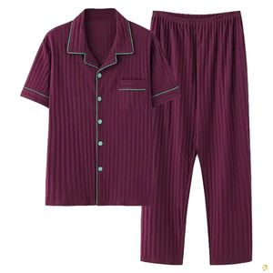 Ensemble de pyjamas de nuit de qualité supérieure pour hommes avec logo personnalisé OEM Ensemble de nuit confortable pour hommes avec logo imprimé OEM - Product Image 6