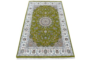 Haute qualité vert laine noeuds tapis fait à la main tapis antidérapant motif abstrait coton matériel lavable pour salon porte décor - Product Image 2