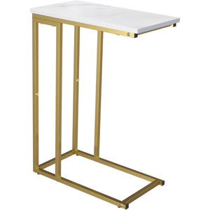Modern Design <b>Gold</b>-Colored Metal Frame & Glass Top Coffee <b>Side</b> <b>Table</b> Foldable for Home Furniture in Living Room Lounge Space - Product Image 3