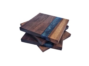 Dessous de verre à thé en bois naturel en résine époxy de haute qualité Tapis et tampons vaisselle Ustensiles de cuisine Sous-verres à thé de table à prix abordable - Product Image 3