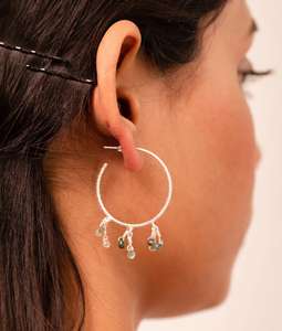 Boucle d'oreille en pierre précieuse tourmaline coupe ronde Boucle d'oreille en argent sterling 925 avec boucle d'oreille à la mode mignonne plaquée argent pour cadeau de mariage. - Product Image 2