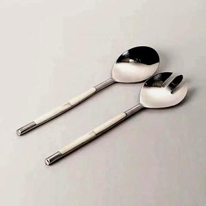 Stainless Steel Silver Polished <b>Salad</b> <b>Server</b> with Unique <b>Wood</b> Handle Tableware Set Royal Dining <b>Salad</b> <b>Server</b> Set - Product Image 3