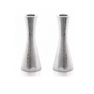 Candelabros niquelados martillados Pilar moderno Portavelas de diseño de aluminio martillado Juego de 3 para decoración de iluminación del hogar - Product Image 4