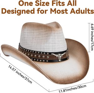 Sombrero de Vaquero de Cuero, Estilo Occidental, Casual, Ajustable, Ala Ancha, Unisex para Adultos - Product Image 3