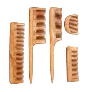 Peine de Madera de Neem Natural de Lujo Hecho a Mano con Acabado Pulido de Dos Tonos, Ecológico y Amigable con la Piel - Product Image 1