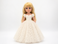 Robe de Princesse Personnalisée en Vinyle de 18 Pouces pour Poupée, Robe de Bal OEM ODM Ivoire avec Fleurs 3D en Tulle et Perles, Couleurs et Logo Personnalisables