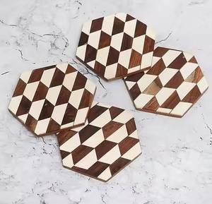 Juego de posavasos de madera modernos, posavasos decorativos con estilo para mesa de comedor, café, té, cerveza, hogar, cocina, Bar, posavasos rústicos para bebidas - Product Image 4