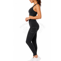 Set Yoga Wanita Modern Pinggang Elastis Ringan Bahan Stretch Aktif Pinggang Tinggi Logo Depan Solid Nyaman Dipakai 2-Potong Yoga