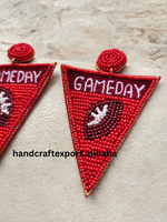 Handgefertigte Glasperlen-Stoffohrringe mit Sicherheitsverschluss, Leichtgewichtig, Bequem, Personalisiert mit Game-Day-Logo für Partys