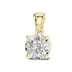 Pendentif en or jaune 14 carats avec diamant rond de laboratoire pour femmes, bijoux de mariée minimalistes, cadeau d'anniversaire de luxe certifié - Product Image 1