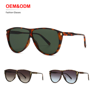 แว่นกันแดดแฟชั่นทรงใหญ่ ดีไซน์โดดเด่น รับผลิตแบบ OEM ป้องกันรังสียูวี 400 ป้องกันแสงสะท้อน เหมาะสำหรับขับรถ ใช้ได้ทั้งผู้ชายและผู้หญิง สไตล์วินเทจ ขายส่ง เลนส์หลากสี แว่นกันแดดผู้ชาย รับทำโลโก้ ทรงวงรี - Product Image 1