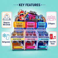 Distributeur automatique de boissons Cola Player à monnayeur pour 3 joueurs, avec jeu de tir aux bouteilles, équipement d'arcade et de divertissement, en acier et ABS, pour intérieur