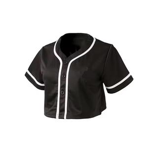 Último Diseño OEM, Top Corto Personalizado para Mujer, Jersey de Béisbol, Ropa Deportiva, 100% Poliéster, Secado Rápido, Cuello Redondo - Product Image 1