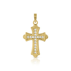 Pendentif croix en or avec pierres Cz - Product Image 1