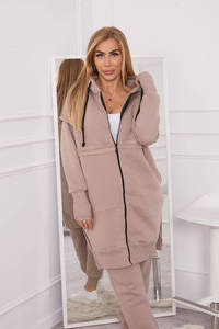 Sweat à capuche à manches longues pour femme, ensemble de survêtement complet avec fermeture éclair et pantalon - Product Image 2