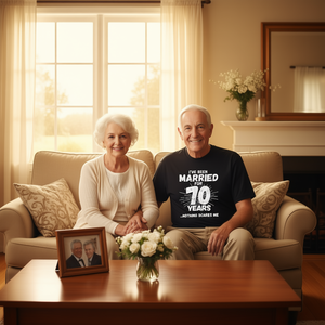 Camiseta de Aniversario de Bodas Número 70 para Parejas Casadas, Unisex, Adulto, Manga Corta, Cuello Redondo, Impresión en Serigrafía - Product Image 3