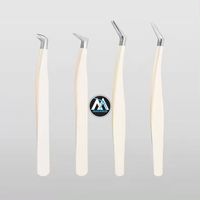 Ücretsiz özel Logo 90 derece eğimli İpucu paslanmaz çelik kirpik hacmi Fiber ucu kirpik cımbız ile elmas kavrama EyelashTweezers
