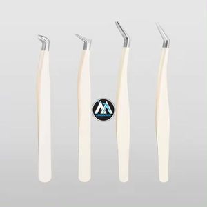 Pinzas de pestañas de Punta inclinada de 90 grados con logotipo personalizado de acero inoxidable, volumen de pestañas, punta de fibra con agarre de diamante, pinzas para pestañas - Product Image 4