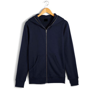 Hombres personalizados Diseño de moda Sin cordón Hip Top Sudadera con capucha en blanco Fleece Full Face Zip up Hoodie - Product Image 3