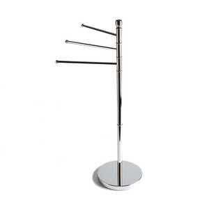 Lampe de sol en acier chromé avec 3 porte-serviettes, accessoires de salle de bain et de toilettes - Product Image 1