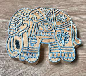 บล็อกพิมพ์ลายช้างไม้สักแกะสลักมือศิลปะพื้นบ้านอินเดีย | ไม้เนื้อแดงอินเดียสิ่งทอพิมพ์ลายอินเดีย - Product Image 2