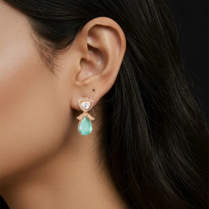 Ensemble de boucles d'oreilles plaquées or traditionnelles pour femmes, bijoux de mariée et de fête avec un style ethnique élégant - Product Image 1