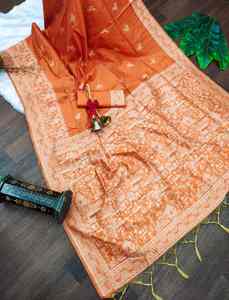 Saree en soie brute Banglori Handloom de style moderne d'excellente qualité à la demande avec tissage fabrication indienne à vendre - Product Image 2